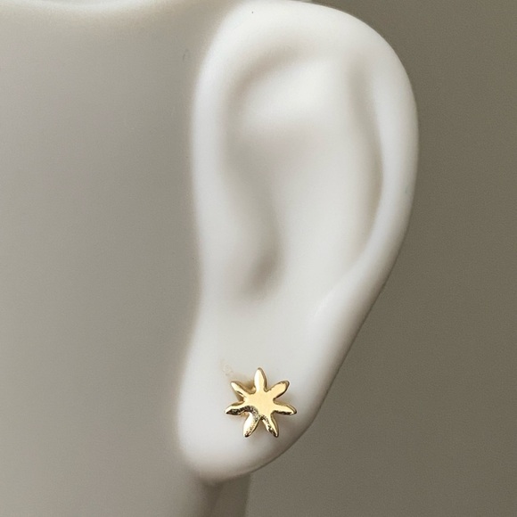 10k Solid Gold Earrings / Gold Piercing Stud Earrings / Waterproof Earrings - Picture 4 of 14